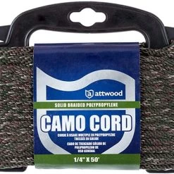 Attwood Camo Solid Braided Utility Cord, ¼” x 50 ft