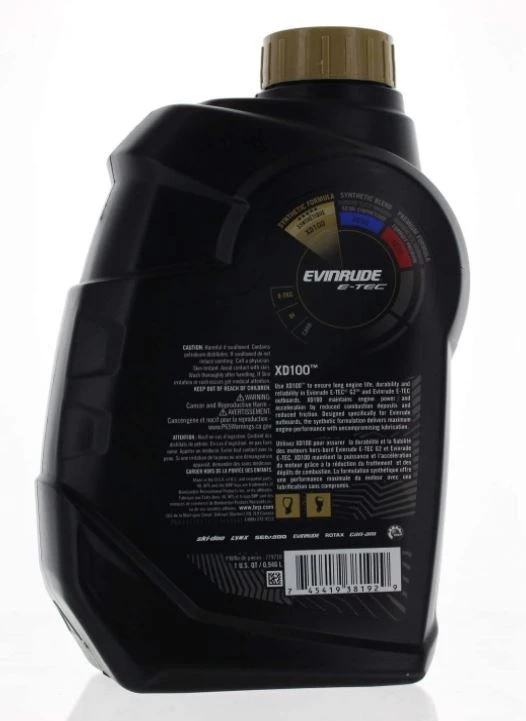 Johnson Evinrude OMC XD100 Synthetic Injection Oil, Quart 4 Johnson Evinrude OMC XD100 Synthetic Injection Oil, Quart - Image 2