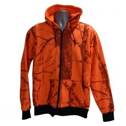 World Famous Sports Orange Camo Full Zip Hooded Sweatshirt