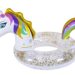 Swimline LED Unicorn Glitter Inflatable Pool Ring