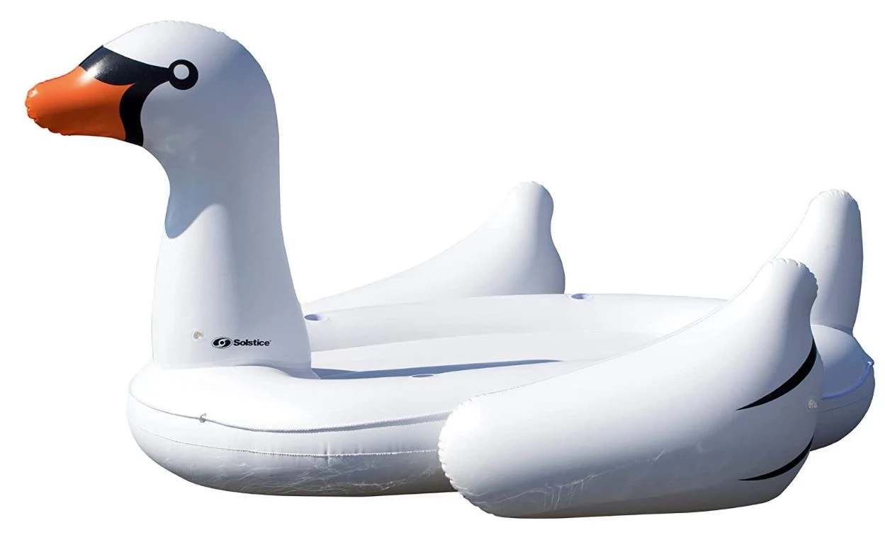 Swimline 105" Inflatable Mega Swan Ride-On Float Raft Island 3 Swimline 105" Inflatable Mega Swan Ride-On Float Raft Island