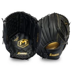 Franklin Sports 14" Field Master Glove, Black/Gold, RHT -Outlet Sporting Goods Store 22630 phase2 detail2