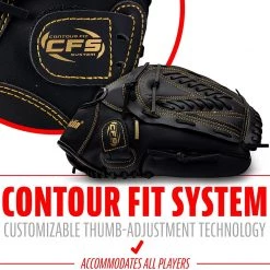 Franklin 12" Fieldmaster Glove, Black/Gold LHT -Outlet Sporting Goods Store 22634l 2