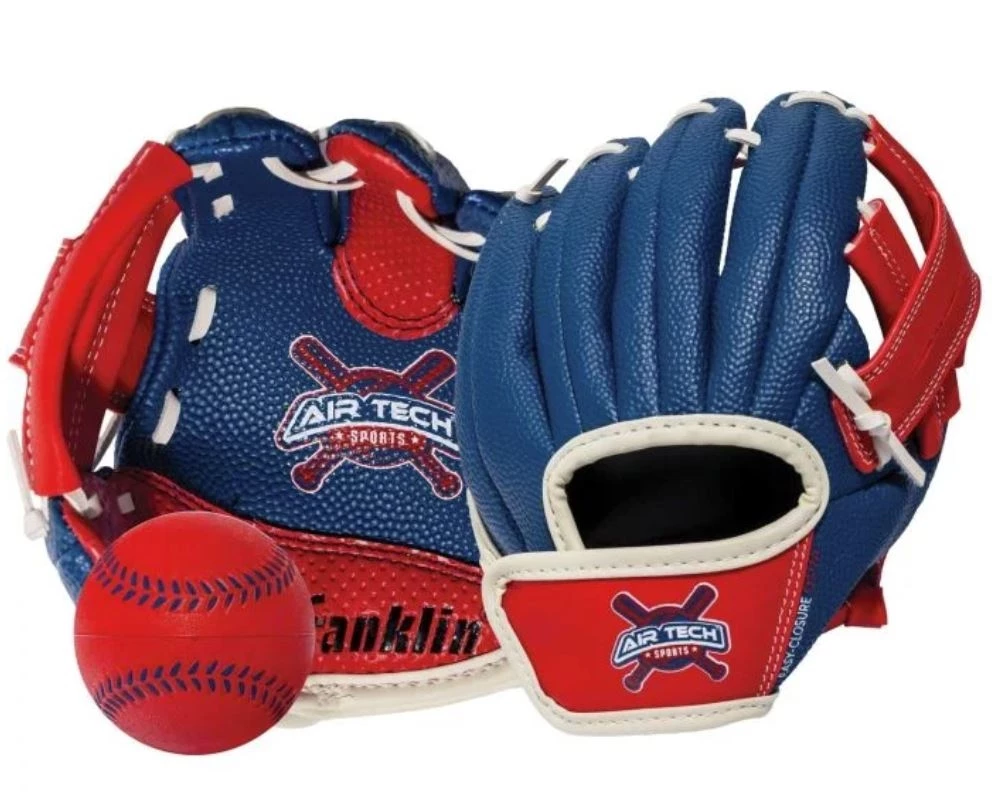 Franklin Sports Air Tech Adapt Series 8.5" T-Ball Fielding Glove, Blue/Red 3 Franklin Sports Air Tech Adapt Series 8.5" T-Ball Fielding Glove, Blue/Red