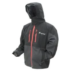 Frogg Toggs Pilot II Guide Jacket, Black & Charcoal w/ Red Zippers