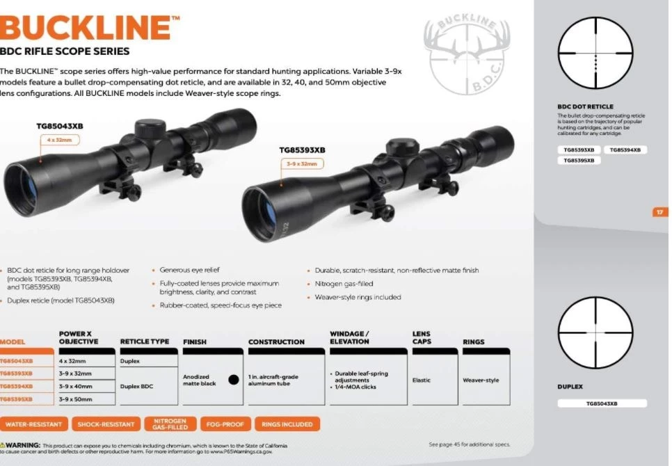 TRUGLO Buckline 3-9 x 32mm Hunting Rifle Scope 4 TRUGLO Buckline 3-9 x 32mm Hunting Rifle Scope - Image 2