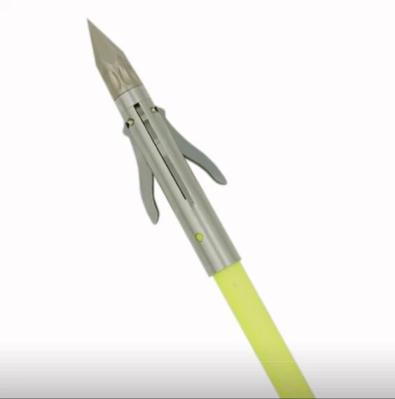 Feradyne Outdoors Iron 3 Barb Fish Point on Chartreuse Arrow w/ Nock 4 Feradyne Outdoors Iron 3 Barb Fish Point on Chartreuse Arrow w/ Nock - Image 2