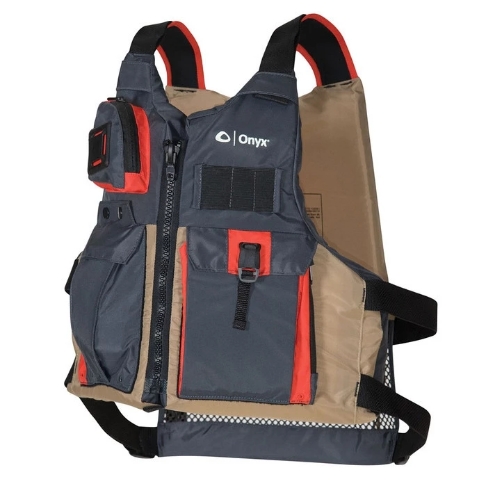 Onyx Tan & Grey Kayak Fishing Vest 3 Onyx Tan & Grey Kayak Fishing Vest