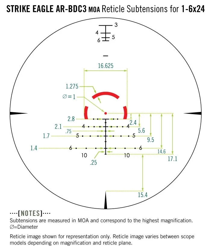 Vortex Optics Strike Eagle 1-6x24 AR-BDC3 Reticle 8 Vortex Optics Strike Eagle 1-6x24 AR-BDC3 Reticle - Image 6