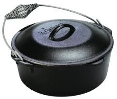 Lodge Dutch Oven w/Spiral Bail Handle & Iron Cover 3 Lodge Dutch Oven w/Spiral Bail Handle & Iron Cover