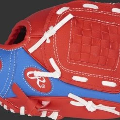 Rawlings Players 9 in. Red Baseball/Softball Glove With Soft Core Ball - Youth, Left Hand -Outlet Sporting Goods Store pl91sr 3 1